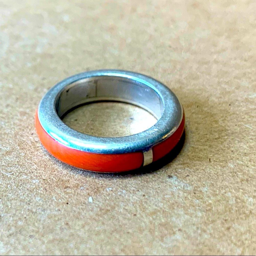 Coral Inlay Ring